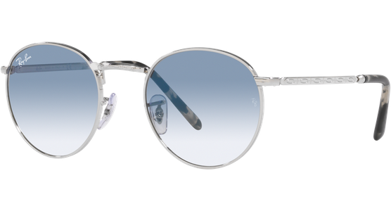 Ray-Ban New Round RB3637 003/3F - Sonnenbrille Unisex - Fassung: Silber, Metall, Panto - Glasfarbe: Blau - Ansicht 2