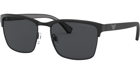 Emporio Armani EA2087 301487 - Sonnenbrille Herren - Fassung: Schwarz, Metall, Eckig - Glasfarbe: Grau - Ansicht 2