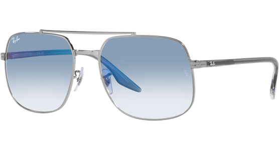 Ray-Ban RB3699 004/3F Glänzendes Gunmetal/Blau - Sonnenbrille Unisex - Fassung: Silber, Metall, Eckig - blaues Glas - Ansicht 2