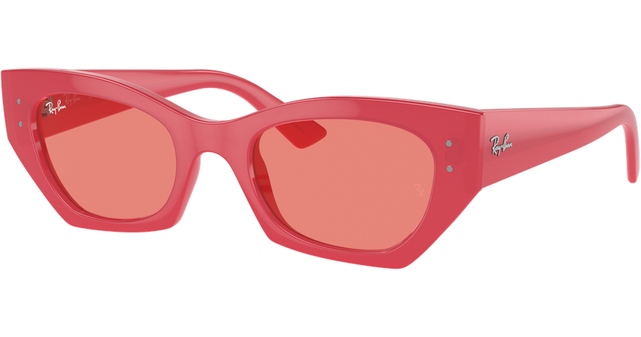 Ray-Ban Zena Bio-Based RB4430 676084 - Sonnenbrille Unisex - Fassung: Rot, Kunststoff, Irregulär - Glasfarbe: Pink