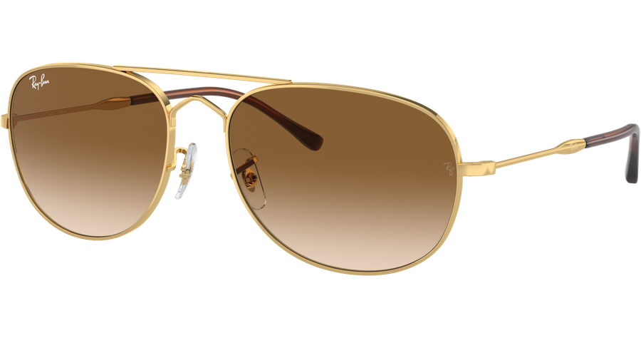Ray-Ban Bain Bridge RB3735 001/51 - Sonnenbrille Unisex - Fassung: Gold, Metall, Eckig - Glasfarbe: Braun