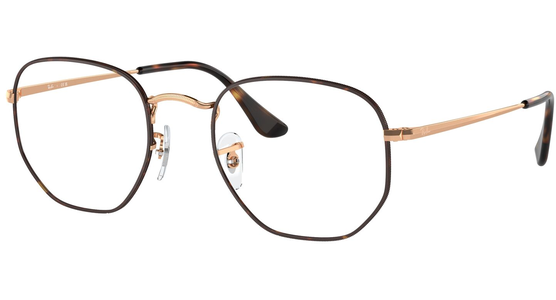 Ray-Ban Brille RX6448 3176, Glänzendes Havana auf Roségold - Ansicht 2