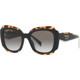 Prada PR 16YS 01M0A7 - Sonnenbrille Damen - Fassung: Schwarz, Kunststoff, Irregulär - Glasfarbe: Grau
