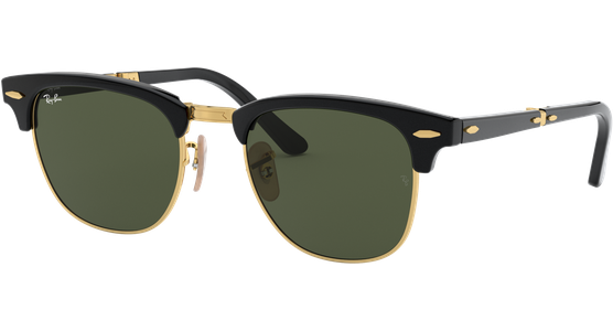 Ray-Ban Clubmaster Folding RB2176 901 Sonnenbrille Unisex Fassung Schwarz Kunststoff Eckig Glasfarbe Grün - Ansicht 2