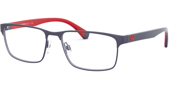 Emporio Armani EA1105 3092 - Brille Herren - Fassung: Blau, Metall, Rechteck - Glasfarbe: Grau - Ansicht 2