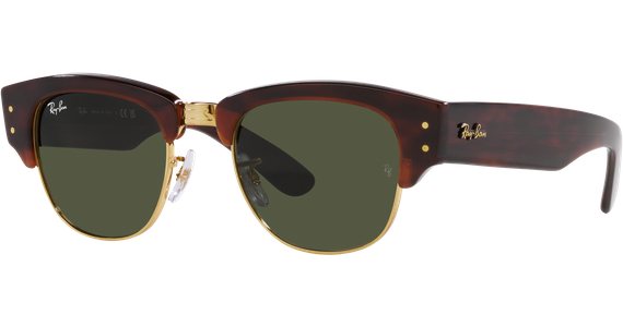 Ray-Ban Sonnenbrille Mega Clubmaster RB0316S Glänzendes Schildpatt auf Gold/Grün 990/31 - Ansicht 2