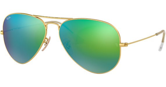 Ray Ban Aviator Flash Lenses RB3025 112 19 Gold grun Verspiegelt 58 MEDIUM
