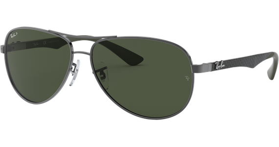 Ray-Ban RB8313 Carbonfaser Glänzend Gunmetall / Grün Polarisiert 004/N5 61 Herrensonnenbrille - Ansicht 2
