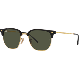 Ray-Ban New Clubmaster RB4416 Glänzendes Schwarz auf Gold/ Grün 601/31 Sonnenbrille Unisex Fassung Schwarz Metall/Kunststoff Irregulär Glasfarbe Grün