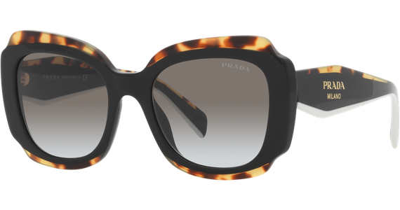 Prada PR 16YS 01M0A7 - Sonnenbrille Damen - Fassung: Schwarz, Kunststoff, Irregulär - Glasfarbe: Grau - Ansicht 2