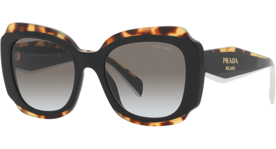 Prada PR 16YS 01M0A7 - Sonnenbrille Damen - Fassung: Schwarz, Kunststoff, Irregulär - Glasfarbe: Grau - Ansicht 2