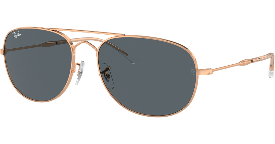 Ray-Ban Bain Bridge RB3735 9202R5 - Sonnenbrille Unisex - Fassung: Gold, Metall, Eckig - Glasfarbe: Blau