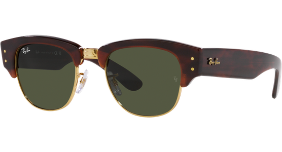 Ray-Ban Sonnenbrille Mega Clubmaster RB0316S Glänzendes Schildpatt auf Gold/Grün 990/31 - Ansicht 2