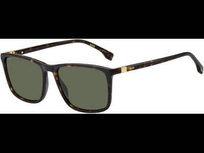 HUGO BOSS BOSS 1434/S - Sonnenbrille Herren - Fassung: Havanna, Kunststoff, Rechteck - Glasfarbe: Grün