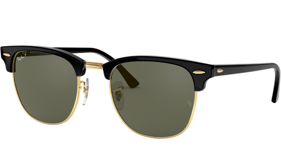Ray-Ban Clubmaster Classic RB3016 901/58 Sonnenbrille Unisex Fassung Schwarz Kunststoff Eckig Glasfarbe Grün - Ansicht 2