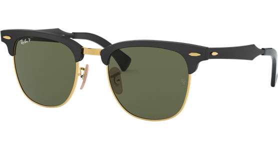 Ray-Ban Clubmaster Aluminium RB3507 136/N5 Sonnenbrille Unisex Fassung Schwarz Metall Eckig Glasfarbe Grün - Ansicht 2