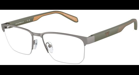 Emporio Armani EA1162 3003, Silber/Grün - Halbrand Brille Herren - Fassung: Grün, Metall, Eckig - Ansicht 2