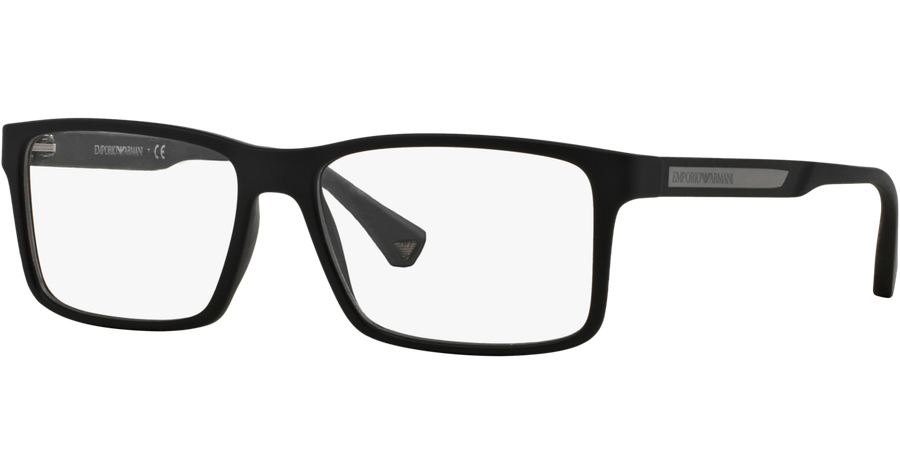 Emporio Armani EA3038 5063 - Brille Herren - Fassung: Schwarz, Kunststoff, Rechteck - Glasfarbe: Grau