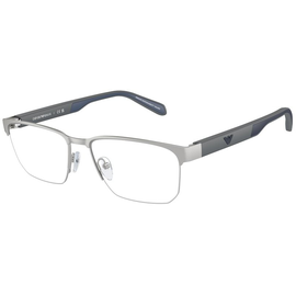 Emporio Armani EA1162 3045, Silber/Grau/Blau - Halbrand Brille Herren - Fassung: Silber, Metall, Eckig
