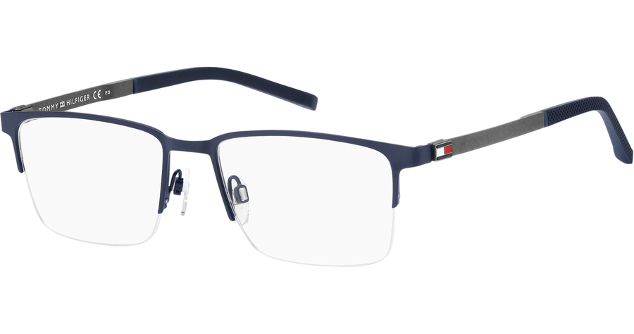 Tommy Hilfiger TH 1917 FLL rechteckige Halbrand Brille Blau