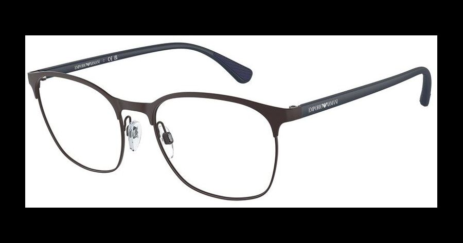 Emporio Armani EA1114 3380, Braun matt - Brille Herren - Fassung: Braun, Metall, Panto - Glasfarbe: Grau