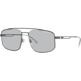 Emporio Armani EA2139 300387 - Sonnenbrille Herren - Fassung: Grau, Metall, Rechteck - Glasfarbe: Light Grey