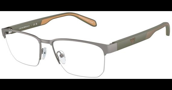 Emporio Armani EA1162 3003, Silber/Grün - Halbrand Brille Herren - Fassung: Grün, Metall, Eckig - Ansicht 2
