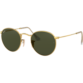 Ray-Ban Round Metal RB3447 Glänzend Gold / Grün 001 50 Sonnenbrille Herren