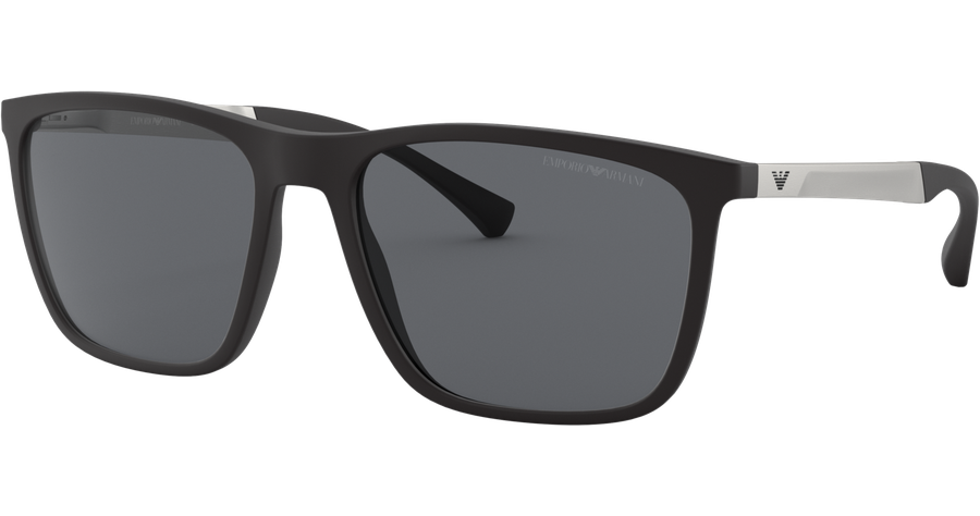 Emporio Armani EA4150 506387 - Sonnenbrille Herren - Fassung: Schwarz, Kunststoff, Rechteck - Glasfarbe: Grau