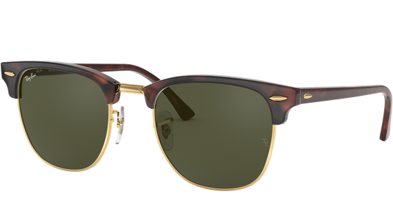 Ray-Ban Clubmaster Classic RB3016 W0366 Sonnenbrille Unisex Fassung Havanna Kunststoff Eckig Glasfarbe Grün - Ansicht 2