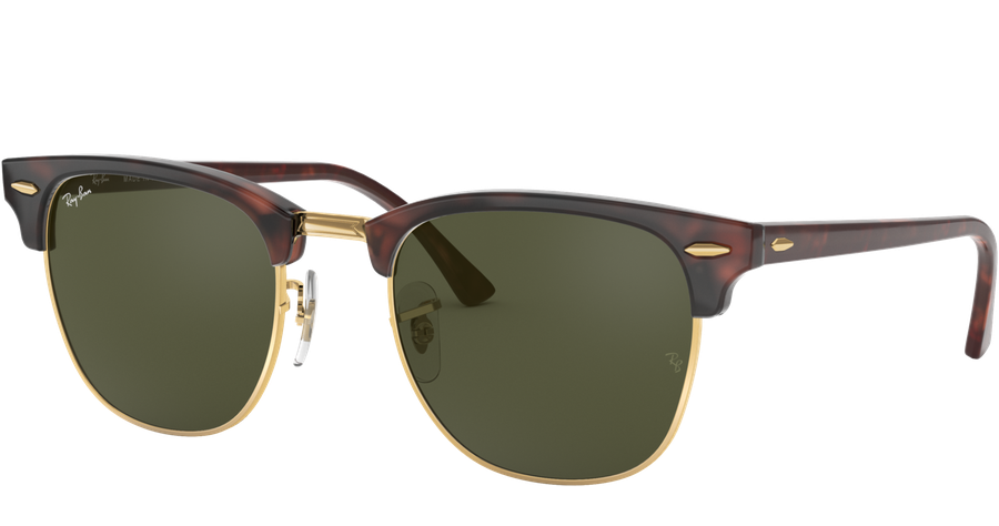 Ray-Ban Clubmaster Classic RB3016 W0366 Sonnenbrille Unisex Fassung Havanna Kunststoff Eckig Glasfarbe Grün
