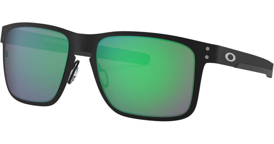 Oakley Holbrook Metal 0OO4123 412304, Matt Schwarz/Jade Iridium Sport-Sonnenbrille