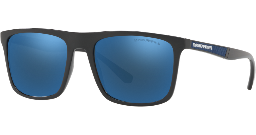 Emporio Armani EA4097 501755 - Sonnenbrille Herren - Fassung: Schwarz, Kunststoff, Eckig - Glasfarbe: Mirror Blue