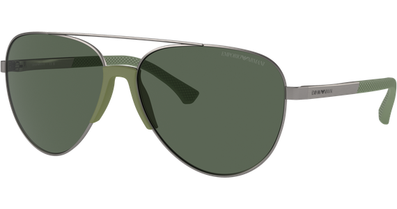 Emporio Armani EA2059 300371 - Sonnenbrille Herren - Fassung: Gun, Metall, Pilot - Glasfarbe: Grün - Ansicht 2