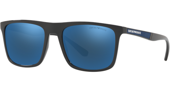 Emporio Armani EA4097 501755 - Sonnenbrille Herren - Fassung: Schwarz, Kunststoff, Eckig - Glasfarbe: Mirror Blue - Ansicht 2