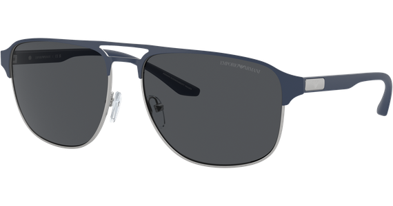 Emporio Armani EA2144 336887 - Sonnenbrille Herren - Fassung: Blau, Metall, Pilot - Glasfarbe: Grau - Ansicht 2