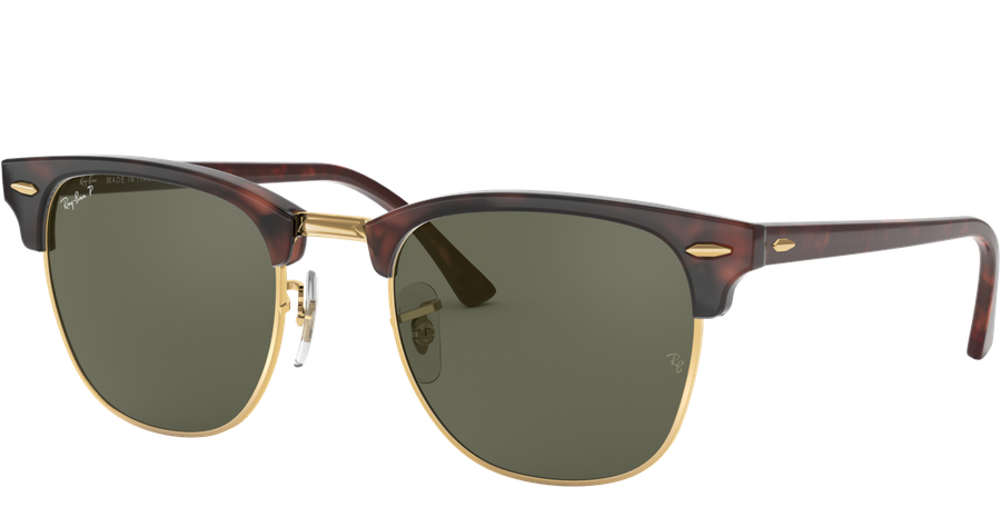 Ray-Ban Clubmaster Classic RB3016 990/58 Sonnenbrille Unisex Fassung Havanna Kunststoff Eckig Glasfarbe Grün
