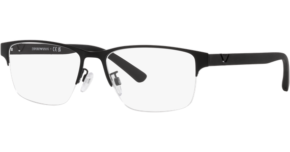 Emporio Armani EA1138 3001 - Brille Herren - Fassung: Halbrand, Schwarz, Metall, Eckig - Glasfarbe: Grau - Ansicht 2