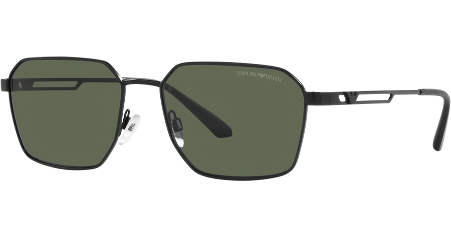 Emporio Armani EA2140 300171 - Sonnenbrille Herren - Fassung: Schwarz, Metall, Rechteck - Glasfarbe: Grün