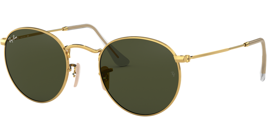 Ray-Ban RB3447 Round Metal Glänzend Gold / Grün 001 53 Sonnenbrille Herren