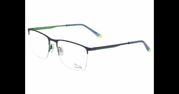 Jaguar 33617 Schwarz/Blau/Grün - Halbrand Brille Herren - Fassung: Schwarz, Metall, Rechteck - Ansicht 2