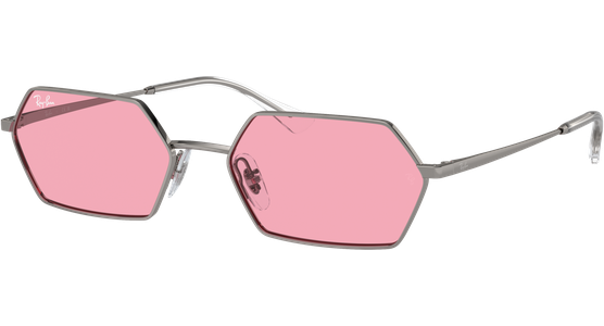 Ray-Ban Yevi Bio-Based RB3728 004/84 - Sonnenbrille Unisex - Fassung: Gun, Metall, Rechteck - Glasfarbe: Pink - Ansicht 2