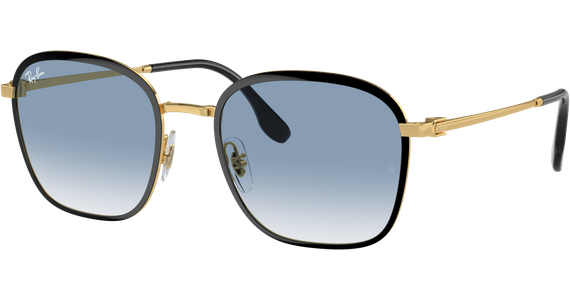 Ray-Ban RB3720 90003F - Sonnenbrille Unisex - Fassung: Schwarz, Metall, Eckig blaues Glas - Ansicht 2