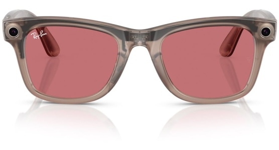 Ray-Ban Meta Wayfarer RW4008 6705P5 53 Transparent Grau selbsttönende Gläser Rot (Gen 1) - Ansicht 3