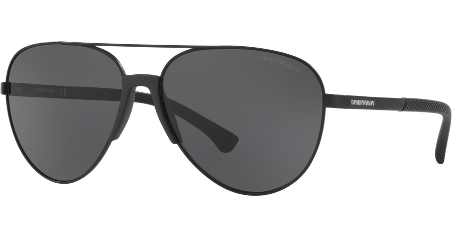 Emporio Armani EA2059 320387 - Sonnenbrille Herren - Fassung: Schwarz, Metall, Pilot - Glasfarbe: Grau