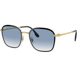 Ray-Ban RB3720 90003F - Sonnenbrille Unisex - Fassung: Schwarz, Metall, Eckig blaues Glas