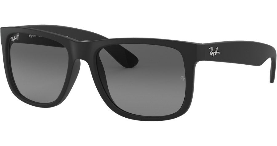 Ray-Ban RB4165 Justin Classic Matt Schwarz/Hellgrau 622/T3 - Sonnenbrille Unisex - Fassung: Schwarz, Kunststoff, Eckig - Glasfarbe: Grau