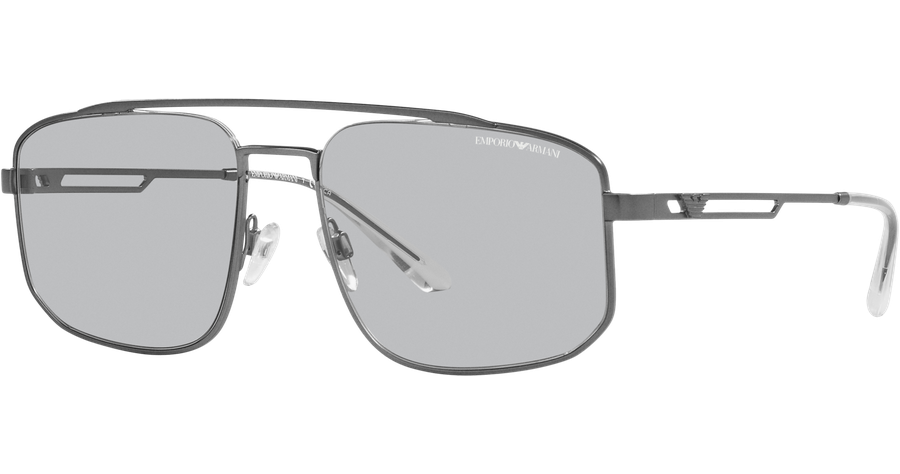 Emporio Armani EA2139 300387 - Sonnenbrille Herren - Fassung: Grau, Metall, Rechteck - Glasfarbe: Light Grey