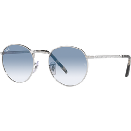 Ray-Ban New Round RB3637 003/3F - Sonnenbrille Unisex - Fassung: Silber, Metall, Panto - Glasfarbe: Blau