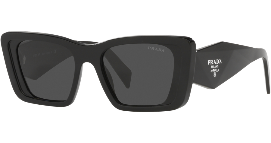 Prada PR 08YS 1AB5S0 - Sonnenbrille Damen - Fassung: Schwarz, Kunststoff, Cateye - Glasfarbe: Grau